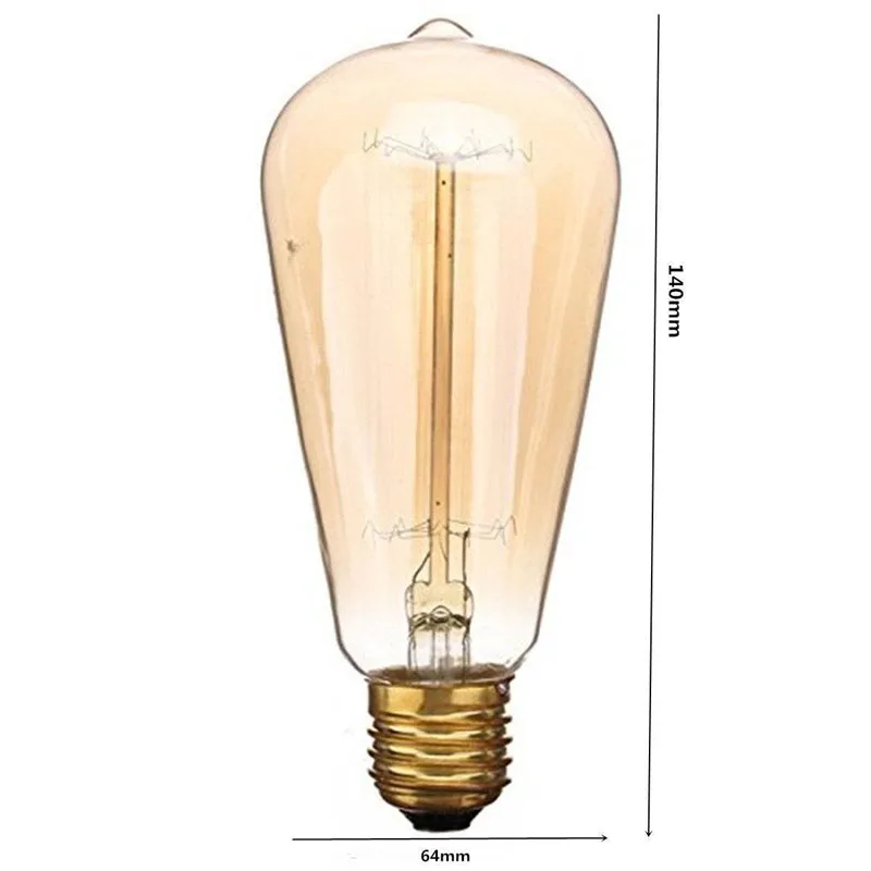 Retro ST64 Edison Bulb 110V E26 60W Incandescent Bulbs Vintage Filament Bulb Tungsten Edison Light  LB88