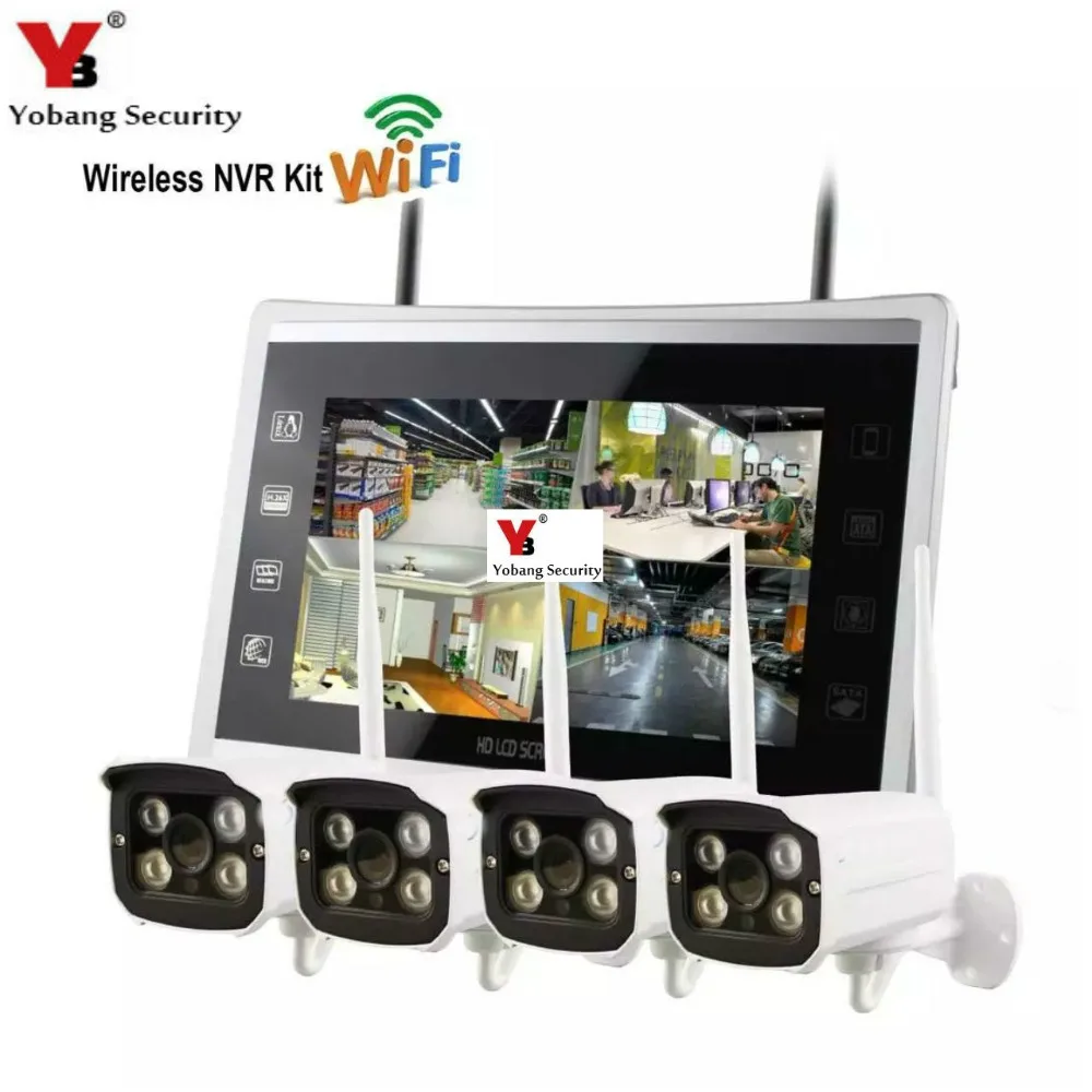 

YobangSecurity 11 inch Monitor 4CH 960P Wifi Wireless NVR Recorder Security With 4x 960P 1.3MP Waterproof Outdoor Bullet Cameras