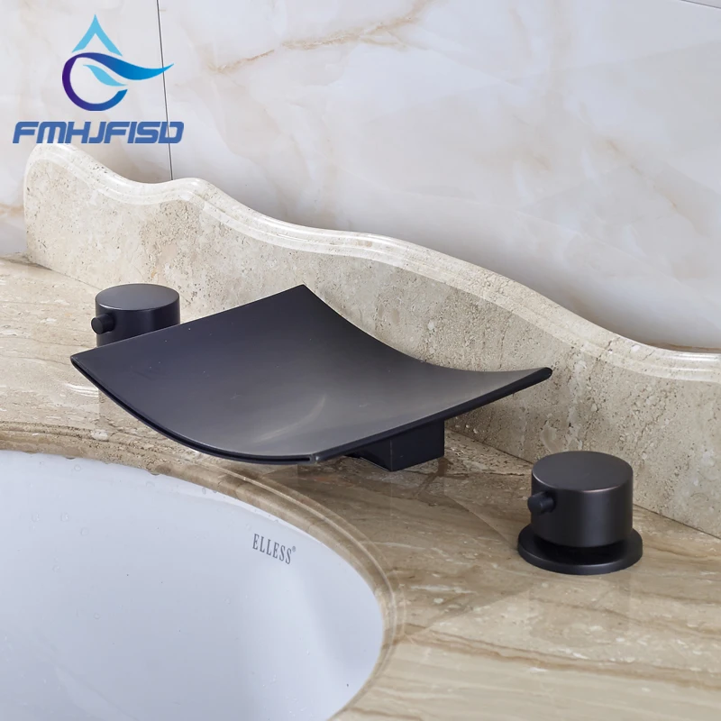 

Multiple Types Bathroom Basin Sink Mixer Faucet with Two Handles Three Holes Oil Rubbed Bronze