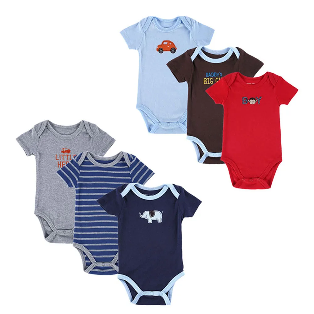 

6pcs/lot Summer Cotton Soft Cute Baby Rompers Toddler Lovely Pure Cotton Spring Jumpsuit Baby Girls Boys Newborn Bebe Overall
