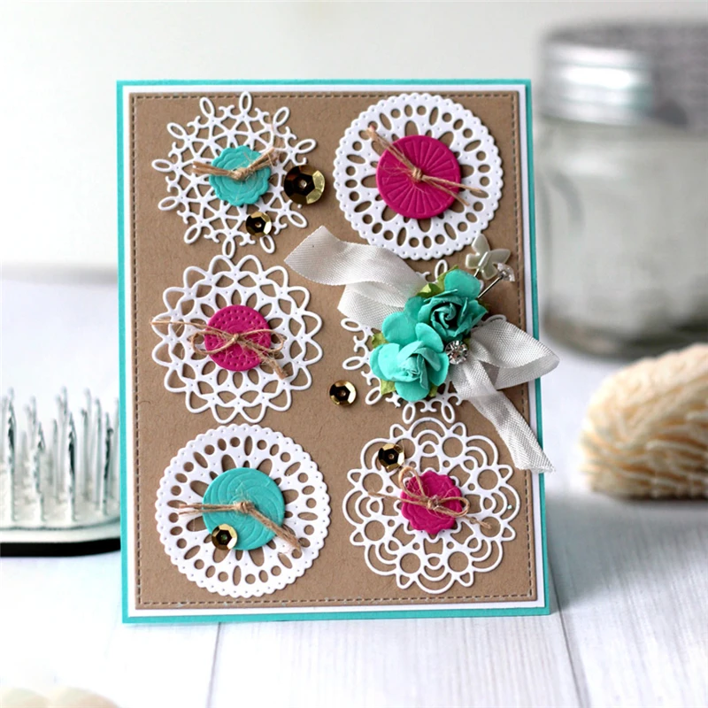

Eastshape Frame Flower Cutting Dies Snow Lace Circle for DIY Scrapbooking Card Making Photo Album Embossing Stencil Paper Card