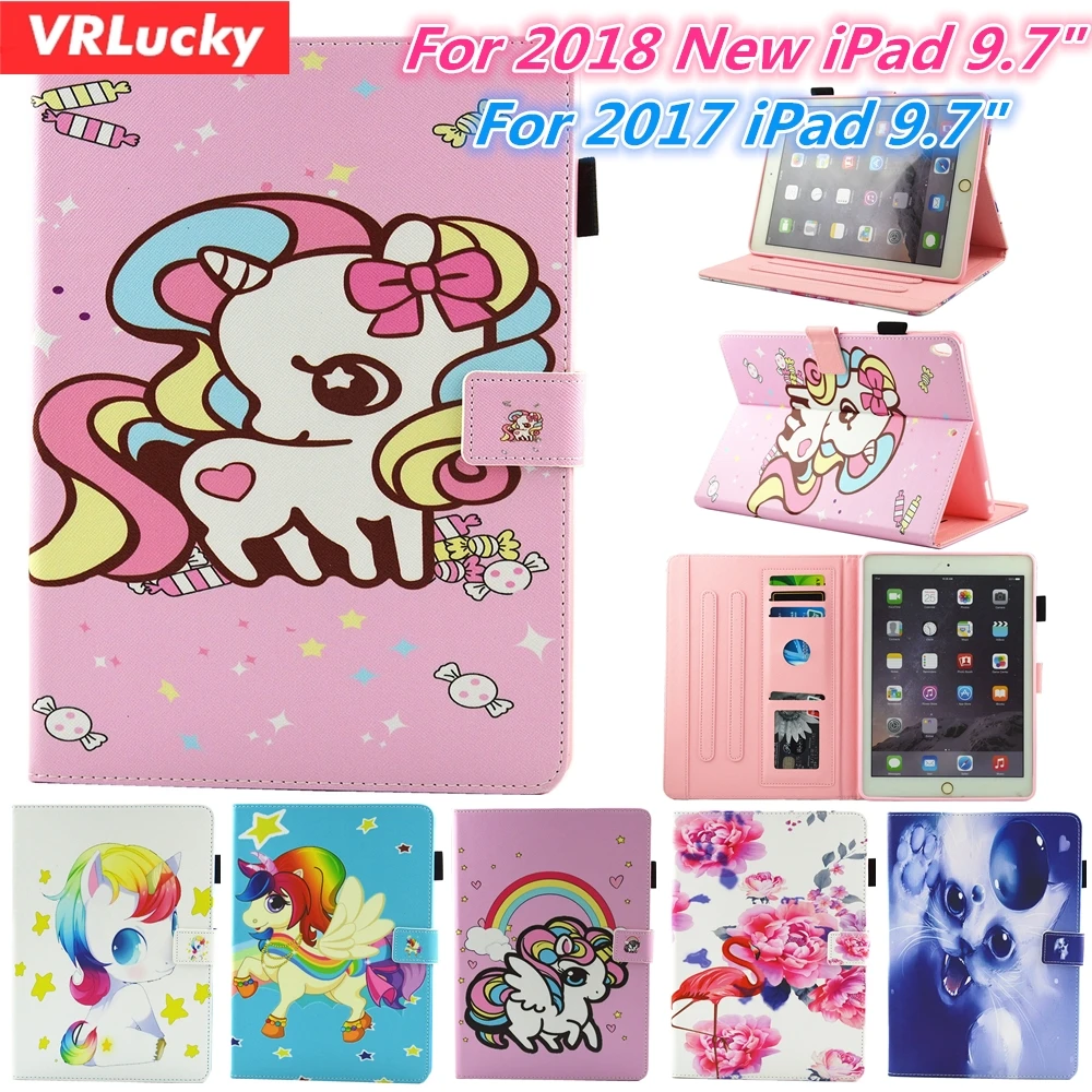 Чехол VRLucky для iPad 2018 2017 9 7 дюймов Модный чехол-книжка с изображением единорога и