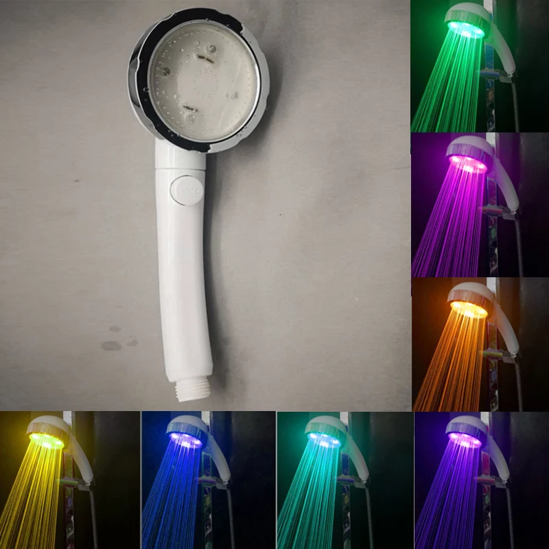 CY-A30 White Color ABS Plastic Water Saving 7 Colors Fast Flashing and Temperature Control LED Hand Hold Shower Heads | Обустройство