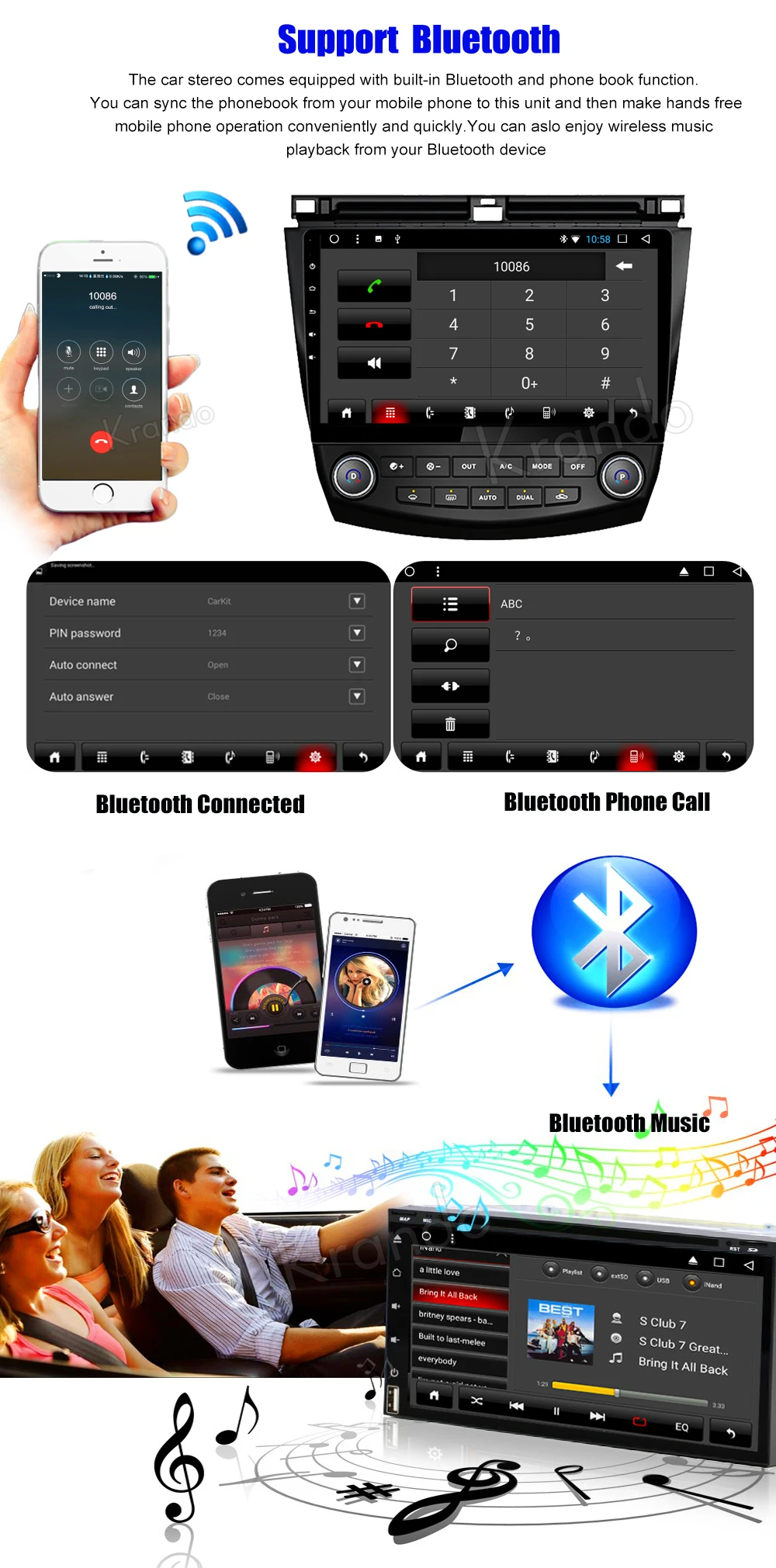 Sale Krando Android 8.1 10.1" IPS Full touch car Multmedia player for Honda accord 7 2003-2007 radio gps navigation system wifi 7