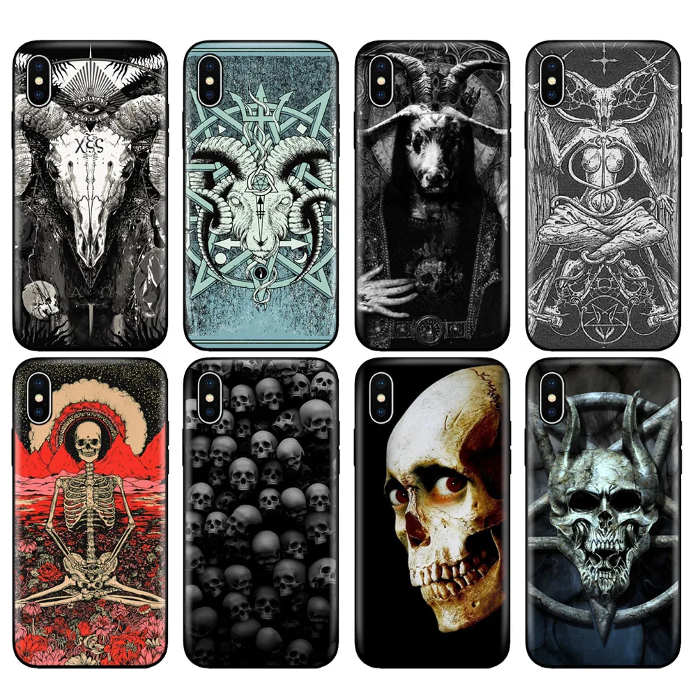 Custodia In Tpu Nero Per Iphone 5 5S Se 6 6S 7 8 Plus X 10 Custodia In Silicone Per Iphone Xr Xs 11 Pro Max Custodia Satanic Spaventoso Skull
