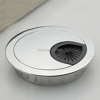 

Silver Tone 60mm Round Grommet Wire Cable Hole Cover for Computer Desk
