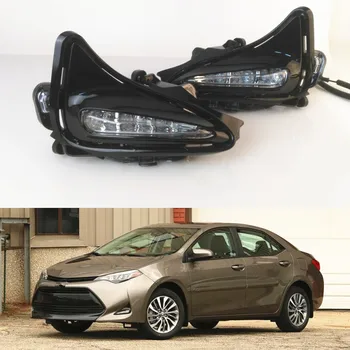 

CSCSNL 2PCS Car LED DRL Daytime Running Lights Daylight 12V ABS Waterproof Fog Lamps Cover For Toyota Corolla US Version 2017