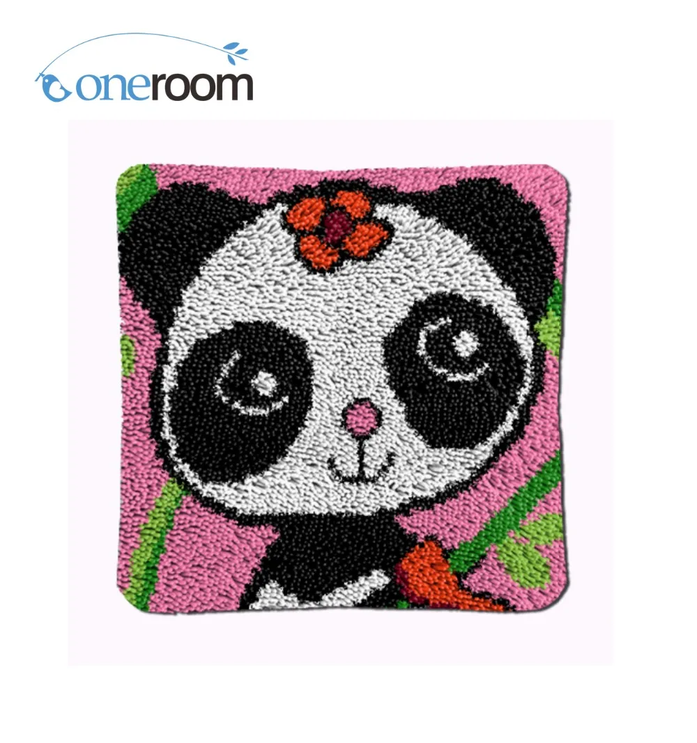 

BZ050 PandaTH Hook Rug Kit Pillow DIY Unfinished Crocheting Yarn Mat Latch Hook Rug Kit Floor