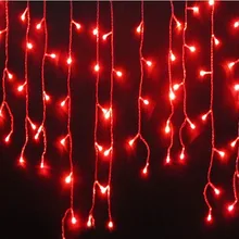 Красный 3,5 м 100 SMD на праздник Красного Шторы Свадебные огни Светодиодный гирлянды светодиодные Газа ледяной бар гирлянда для вечерние на солнечных батареях Фея Рождество
