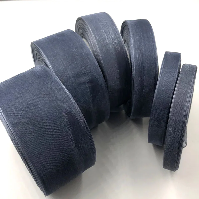 

50 Yards Gray Organza Ribbon Wedding Party Decoration Gift Wrapping Christmas New Year Apparel Sewing Fabric Ribbon 59