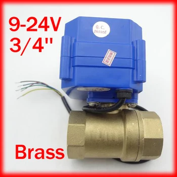 

3/4'' Brass Micro Electric Ball Valve 9-24V Voltage CWX-15Q,2 way motorized Ball Valve DN20