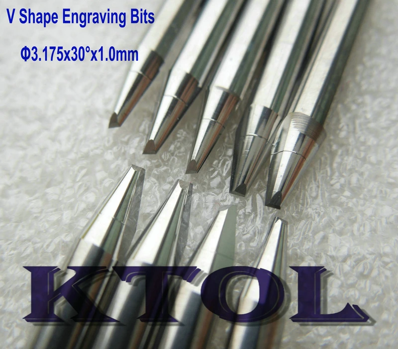 

10pcs/Set 30 Degree 1.0mm V-Shape Micro Grain Tungsten Carbide Router Bit Cutting Bits,PCB Cutter CNC Bits for Wood Router Tool