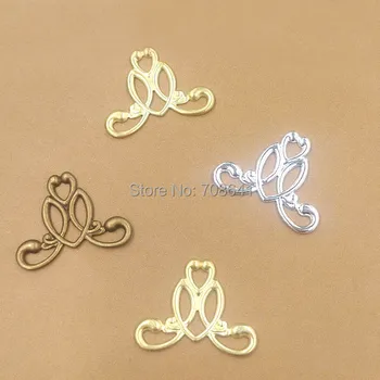 

15x20mm Vintage Filigree Flower Wraps Connectors Links European Charms Hair Clasp Bu Yao Accessories DIY Findings Multi-Color