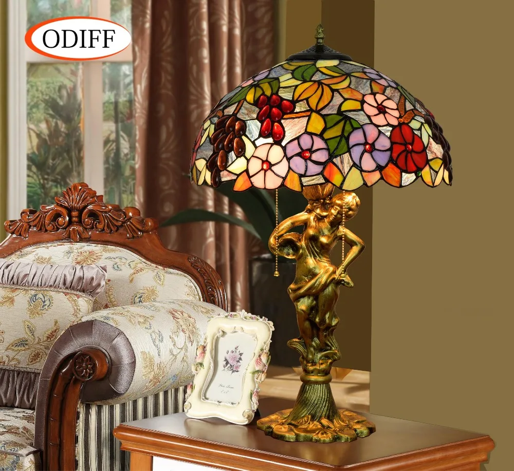 Eusolis 16 inch Stained Glass Table Lamp Lampe De Chevet