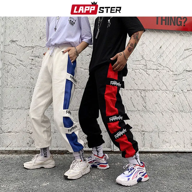 

LAPPSTER Men Japan Streetwear Side Striped Cargo Pants 2019 Overalls Mens Harajuku Joggers Male Color Block Trousers Track Pants