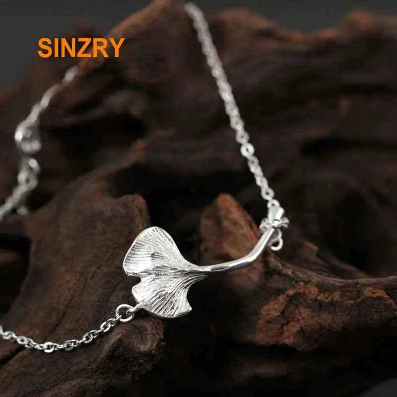 

SINZRY NEW sweety925 Sterling Silver ethnic ginkgo leaf charm Bracelets Lady vintage silver elegant fine jewelry