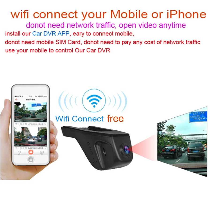 Автомобильный видеорегистратор XCGaoon A4 Wifi 170 градусов 1080P ночная версия Novatek 96658