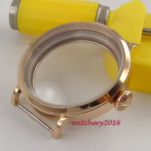 Новейшее горячее качество 46 мм полированная нержавеющая сталь Розовое золотое покрытие parnis закаленный корпус часов подходит 6498 6497 движение