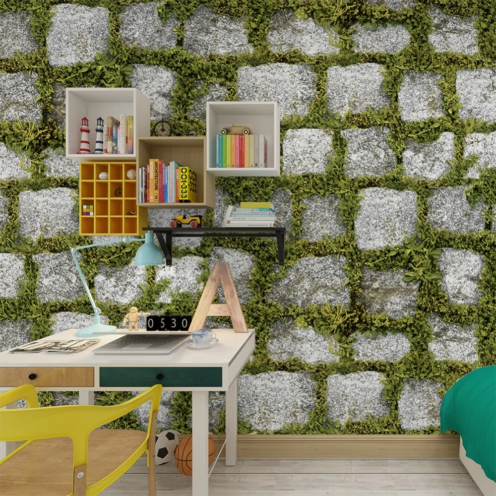Haokhome リアルなフェイク石の壁紙 3d 石 草のための家庭の台所アクセント壁の装飾 壁紙 Aliexpress