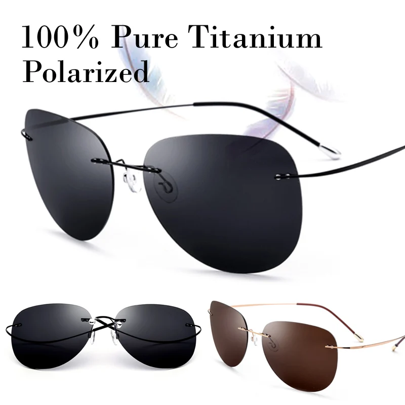 

100% Real Titanium Ultralight No Screw Polarized Rimless Sunglasses Men Women With Box Sun Glasses Shade Oculos Gafas De Sol New