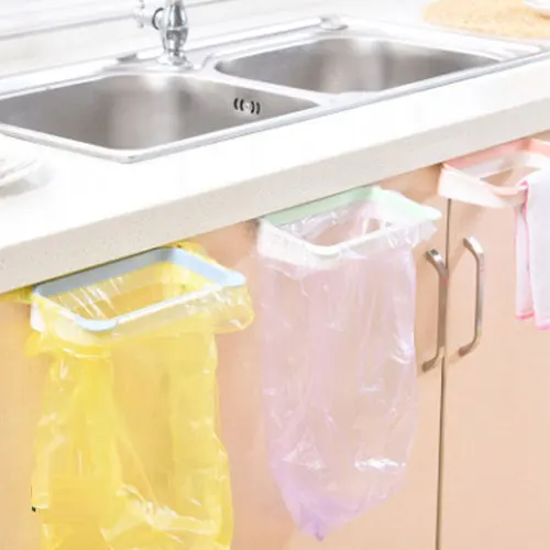 

Panda kitchen shelving hanging garbage bag bracket household cabinet door behind the rag rack garbage rack clean storage