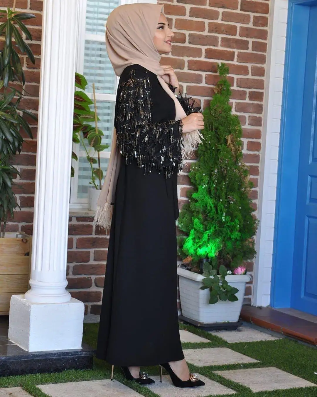 5 цветов блесток abaya Дубай Макси платье кафтан цзилбаб мусульманские женские длинные вечерние платья халат исламский джильбаб арабский с