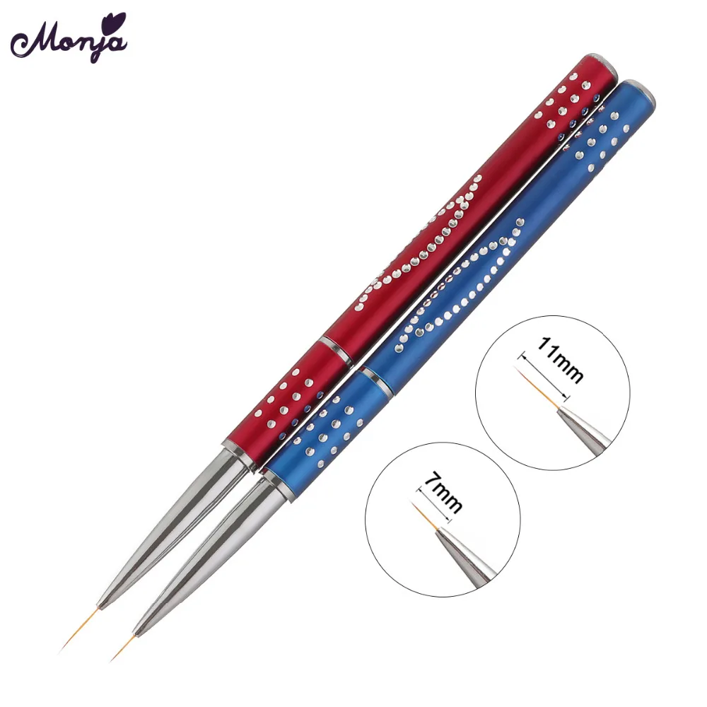 Monja 7/11 мм Nail Art французский вкладыш линии полосатая кисть Цветочный Дизайн
