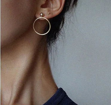 

New !Fashion Jewelry Gold Color Geometric Round With Big Beads Stud Earrings Best Gift For Women Girl Wholesale Free Shipping