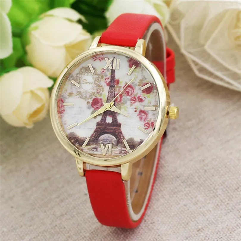 

Fashion Women's Watch Eiffel Tower Leather Analog Quartz Movement Wrist Watch relogio feminino dropshopping  free shipping #40