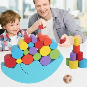 

Moon Equilibrium Game Wooden Stacking Blocks Balancing Game Sorting Toy For Kids (1pc Moon Model And 18pcs Round Bricks)