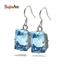 Szjinao, ручная работа, женские модные изысканные 925 пробы серебряные серьги, аквамарин, Винтажные серьги, лучший рождественский подарок
