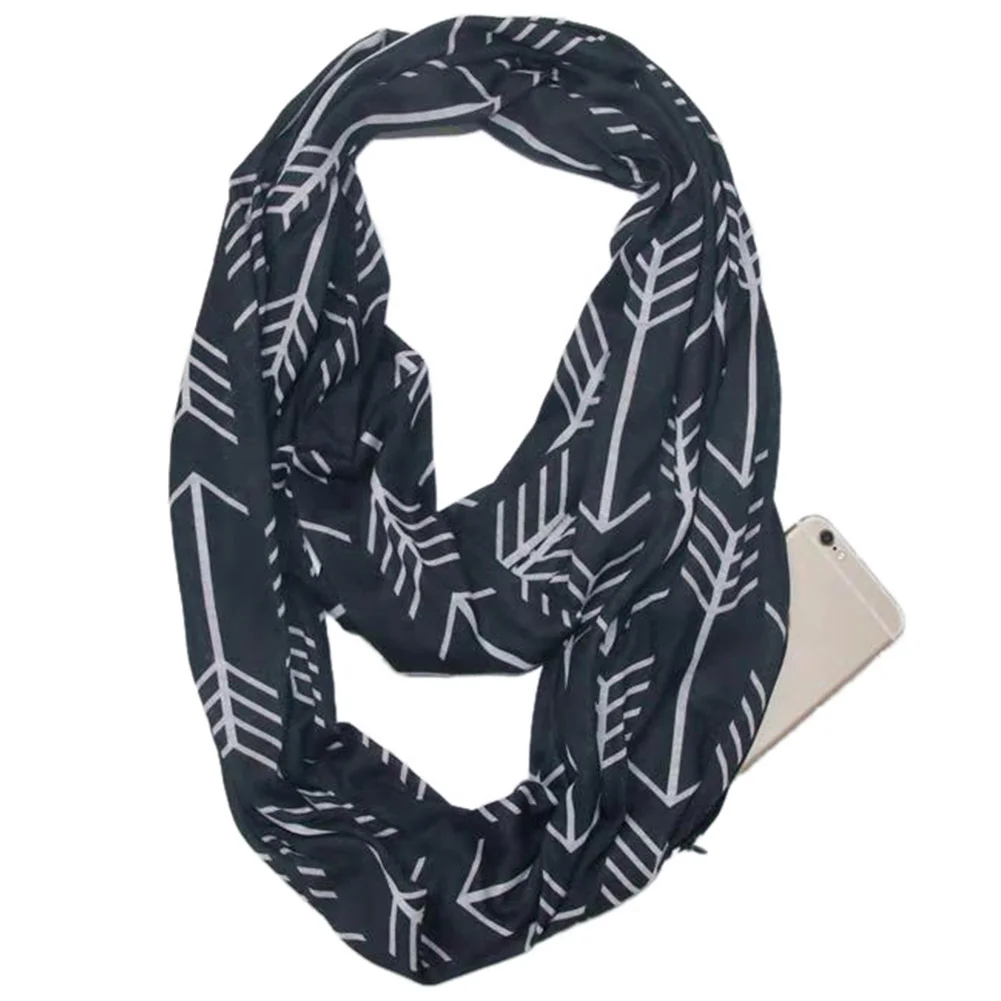 

Women Easy Matching Christmas Zip Neck Warmer Scarf Wallet Storage Windproof Soft Pocket Anti Pilling Fish Bone Autumn Winter
