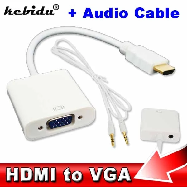 

kebiduHDMI Male to VGA Female HDMI to VGA Video Audio Converter Adapter Cables HDMI to VGA Cable HD 1080P for PC Laptop Xbox 360