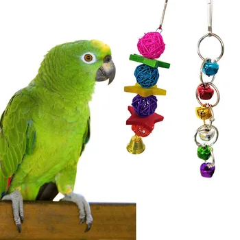 

7Pcs/Set Bird Parrots Toys Chewing Hanging Bell Pet Cage Hammock Swing Toys Kit DC120