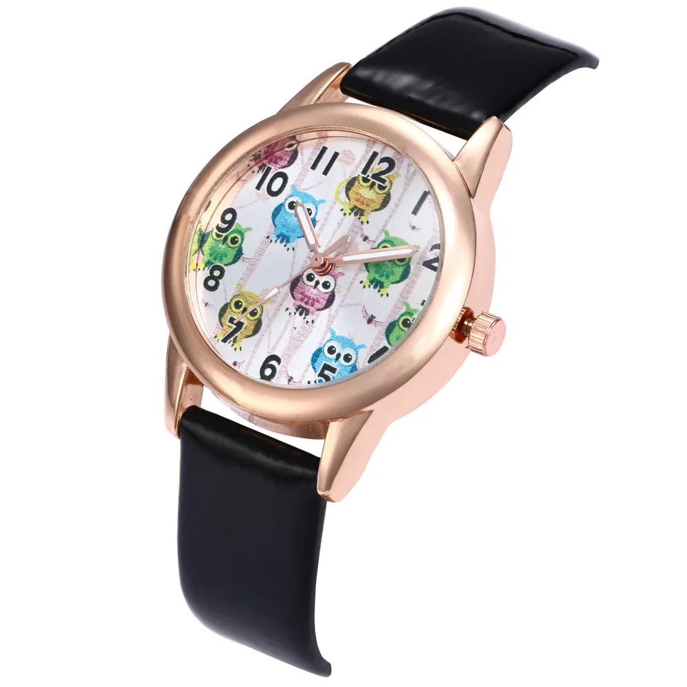 Часы Женская мода Ретро часы 2018 с милой совой Женская мода кожаный ремешок аналоговые кварцевые Круглый креативные наручные часы F80