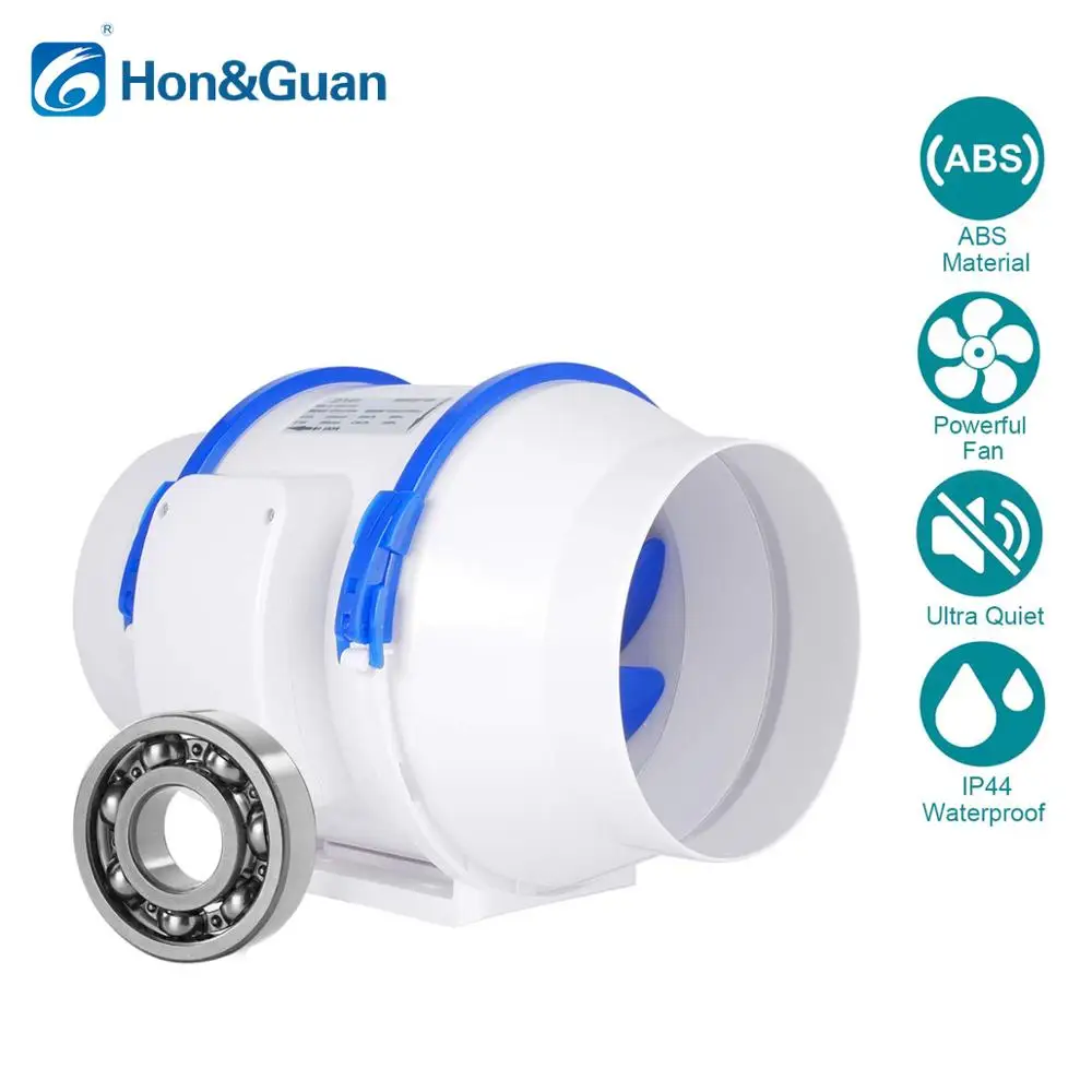 

Hon&Guan 110V Inline Fans, 6'' (ш150mm) Inline Duct Extractor Fan Max Airflow 530m3/h for Bathroom, Greenhouses, Hydroponics