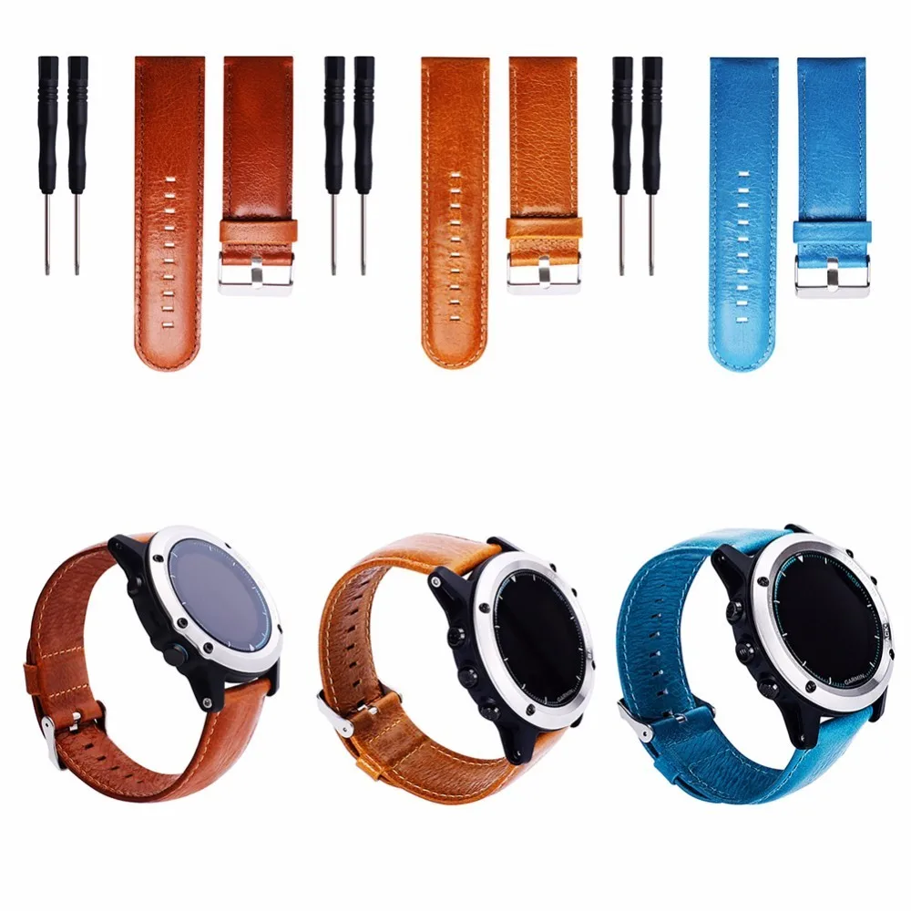 Двухсторонний кожаный ремешок для часов Garmin Descent Mk1 Fenix5X Fenix3 HR Fenix3Sapphire D2 Bravo Quaitx3