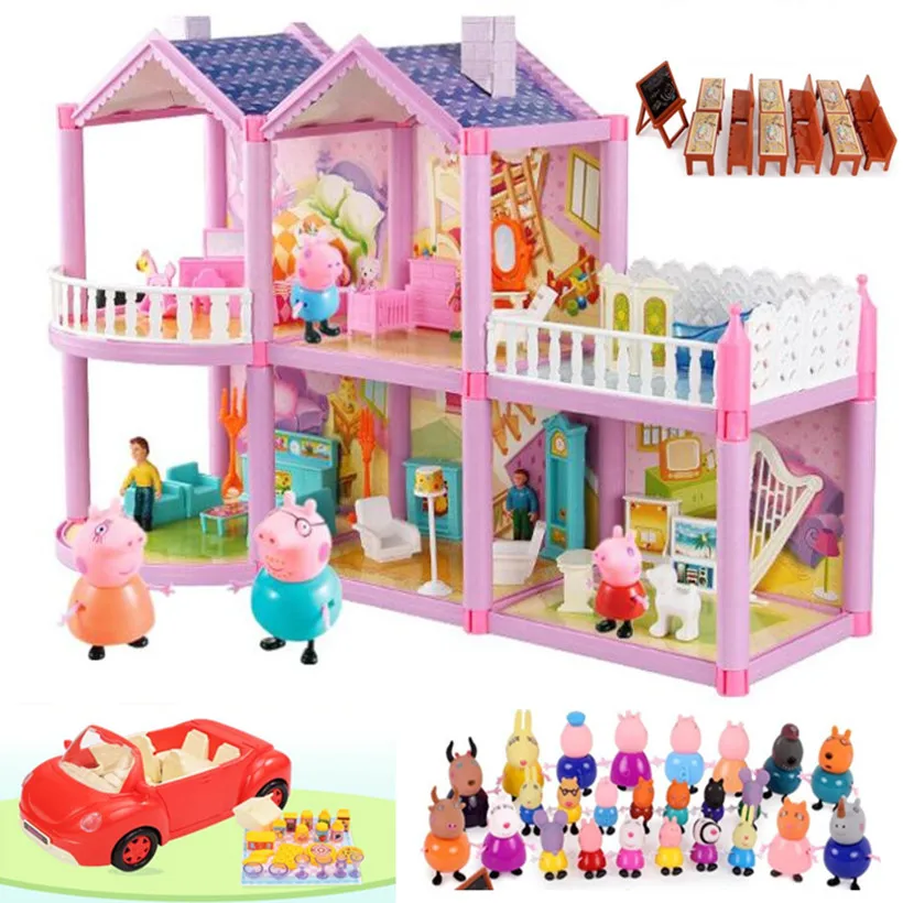 

Fashion Peppa Pig Toys House Doll Car Original Family Full Roles Educational For Kids Action Figure Model Children Gifts