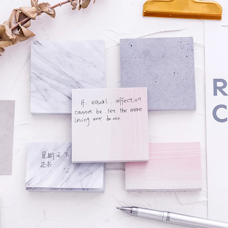 

6 pcs/lot Creative Marble Color Self Adhesive Memo Pad Stone Style Sticky Notes Bookmark School Office Stationery Supply