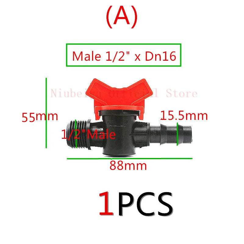1 шт. Dn16* 1/" Dn20* 1/2" резьбовой клапан колючки мини-клапан для трубопровода LDPE микро приспособления для капельного орошения для полива садовой лужайки - Цвет: A