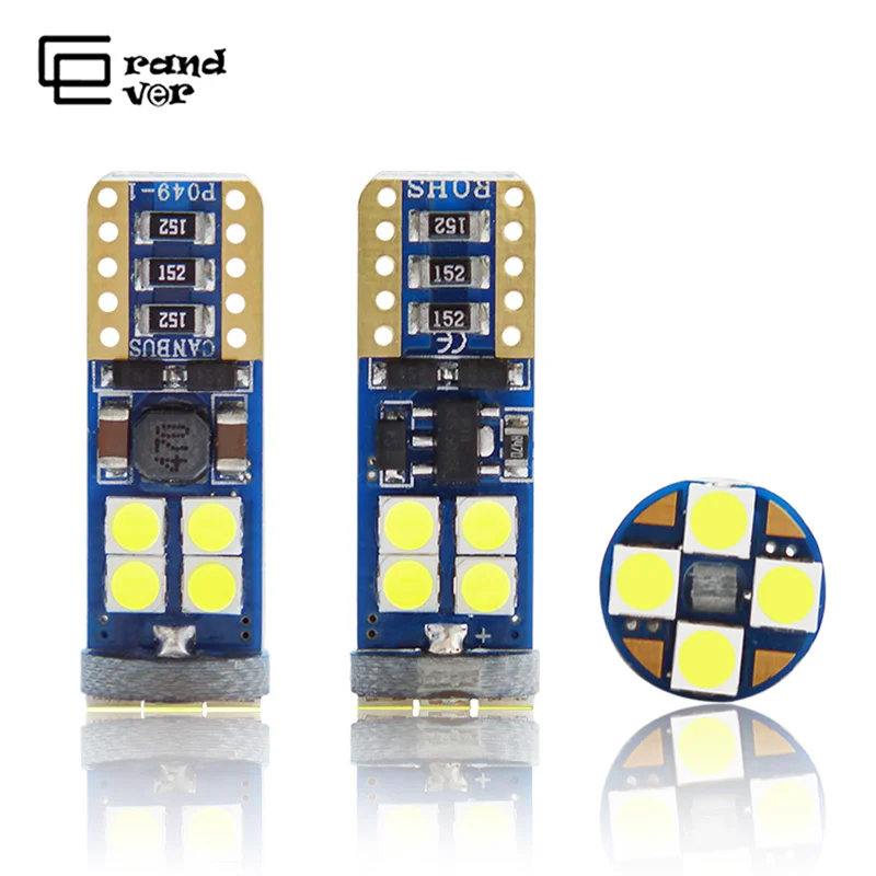 

GrandEver 2PCS T10 LED W5W Bulbs 3030 12SMD t10 Canbus Error free 12V 3.2W Super Bright W5W 194 For Auto Clearance Lights White