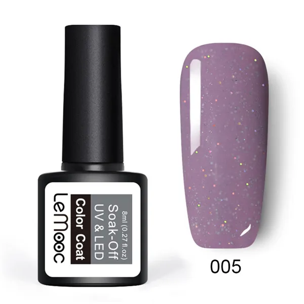 Lemooc, 8 мл, фиолетовый цвет, серия Гель-лаков, долговечный Гель-лак для ногтей, вылечивается УФ-лампой, светодиодный лак для ногтей, Гель-лак - Цвет: 005