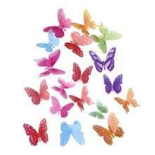 Modern Creative Product 18Pcs Glowing 3D Simulation Butterfly Sticker Home Decoration PVC Art Wall Decal Mural