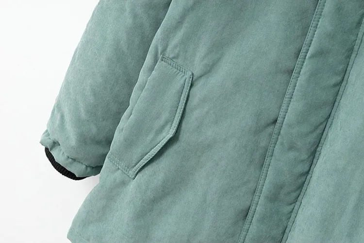 Новая мода осень зима большой ярдов женщин Досуг утолщаются согреться с капюшоном средней длины хлопчатобумажная стеганая одежда пальто G317