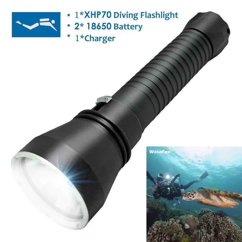 

Waterproof Flashlight 5000Lumen XHP70 LED Tactical Diving Flashlight Torches Lamp 130M Underwater Hunting Flashlight Lantern