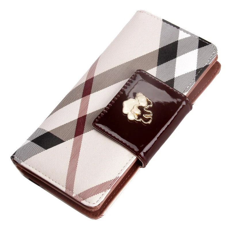 

Women clutch European American style plaid purse PVC leather Wallet Female medium and long Holder High Quality Luxury Purse 256