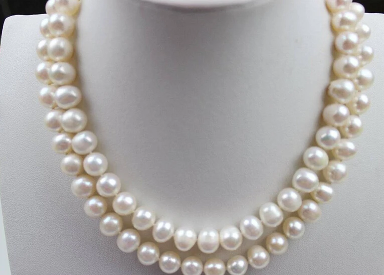 

0002983 Long Natural white Freshwater pearl necklace 8-9mm 33INCH