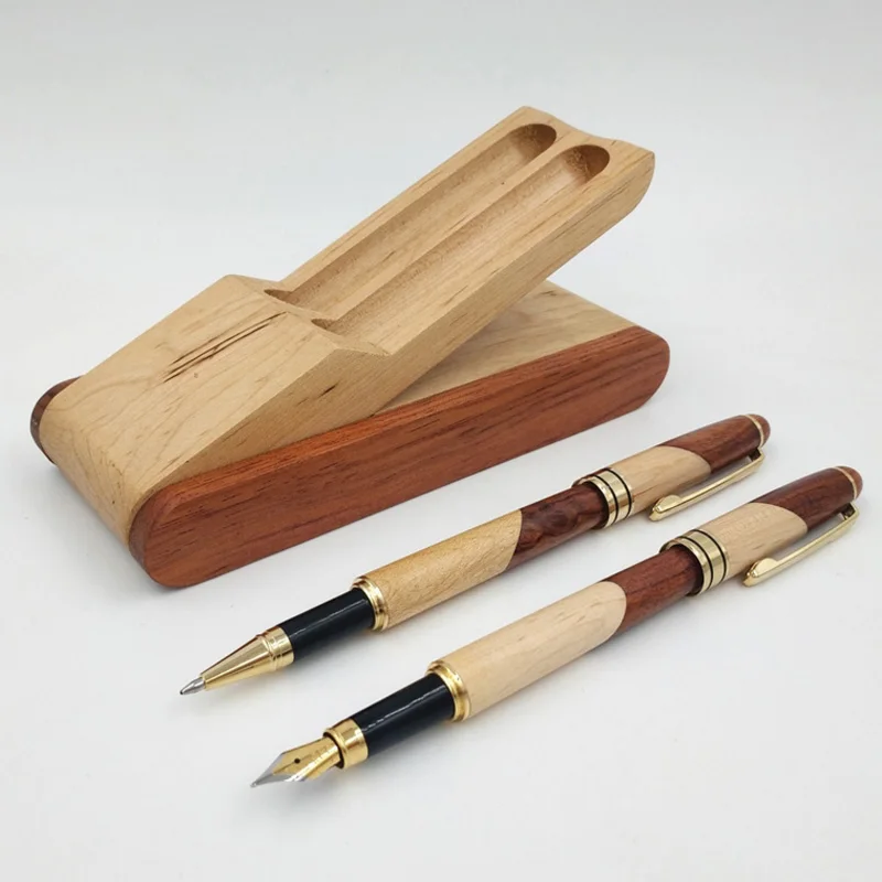 1 комплект, роскошная деревянная авторучка ручной работы, роликовая ручка в коробке, натуральный цвет, креативный подарок для бизнеса и школьного офиса