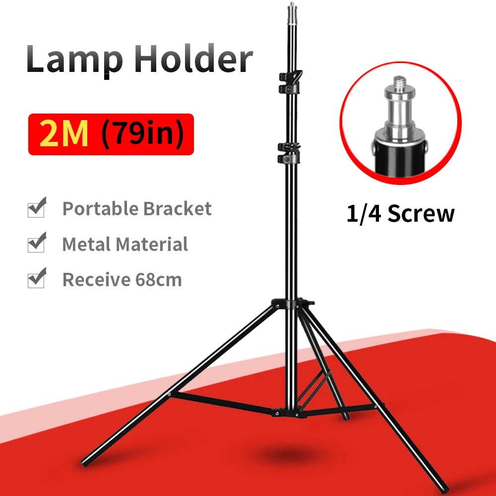 Online 2M (79in) fotografía estudio de fotografía lámpara de aleación de aluminio soporte de luz 1 4 tornillo ligero trípode para softbox godox Video Flash