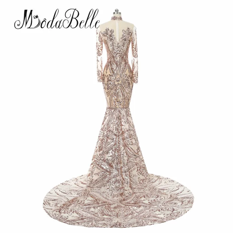 Модные вечерние платья с длинными рукавами и золотыми блестками Modabelle, Роскошные вечерние платья с высоким воротом в арабском стиле
